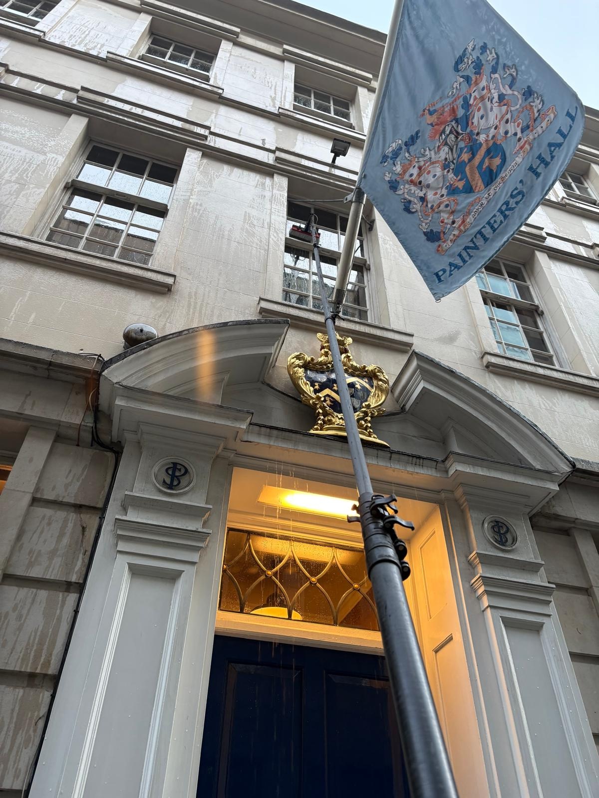Commercial window cleaning on a historic building, serving Barnes, SW13